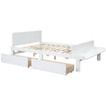 Full Bed With Footboard Bench,2 Drawers,White Full White Wood Bedroom American Design Pine Pine