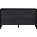 Large Storage Space Sideboard With Artificial Rattan Door And Metal Handles For Living Room And Entryway Black Black Solid Wood Mdf