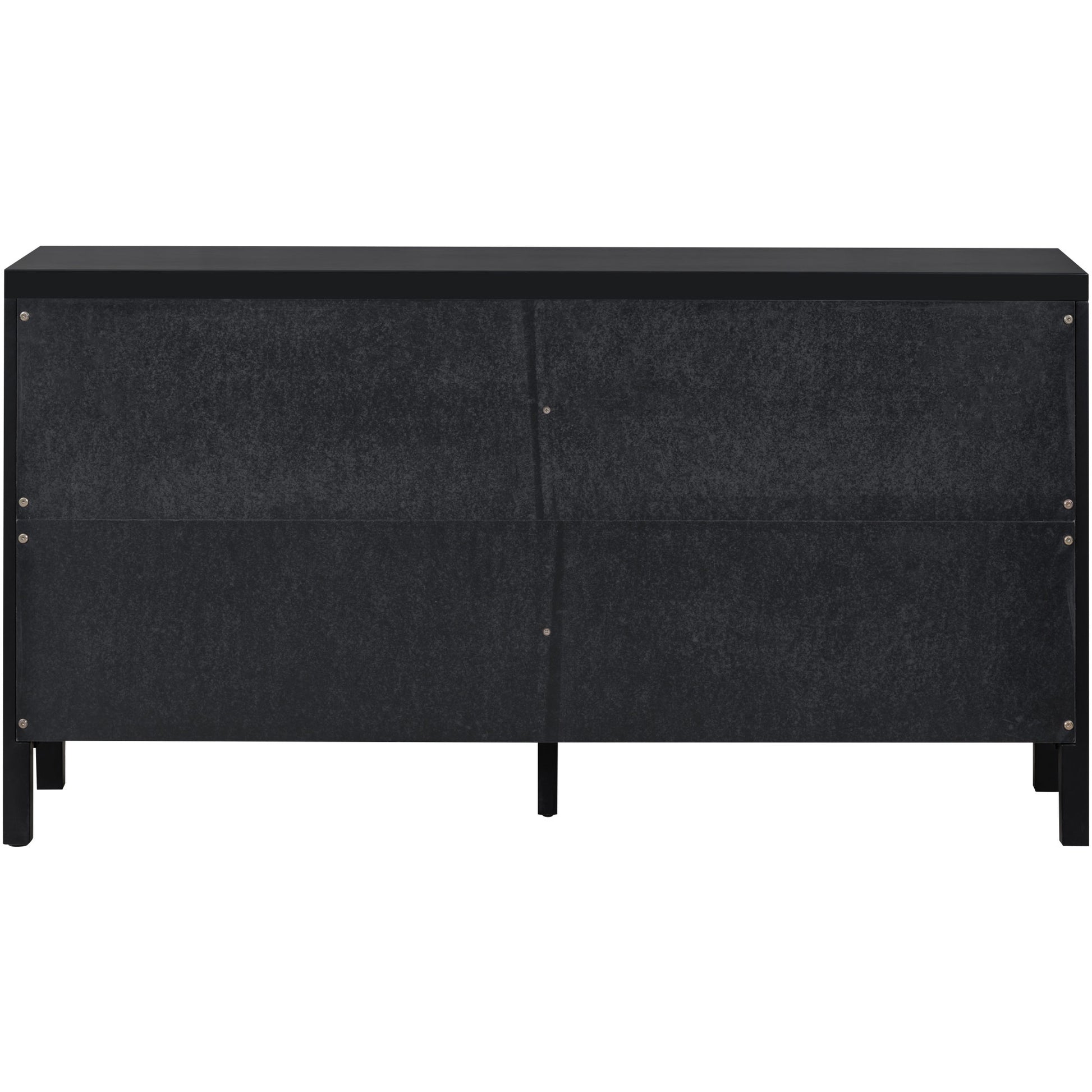 Large Storage Space Sideboard With Artificial Rattan Door And Metal Handles For Living Room And Entryway Black Black Solid Wood Mdf