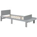 Twin Bed With Footboard Bench,Grey Twin Grey Wood Bedroom American Design Pine Pine