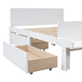 Full Bed With Footboard Bench,2 Drawers,White Full White Wood Bedroom American Design Pine Pine