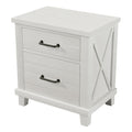 Rustic Farmhouse Style Solid Pine Wood Whitewash Two Drawer Nightstand For Bedroom, Living Room, White Old Sku:Wf301524Aak White Solid Wood Mdf