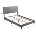 Queen Size Upholstered Platform Bed Frame ,Wood Slat Support, Easy Assembly,Grey Grey Linen