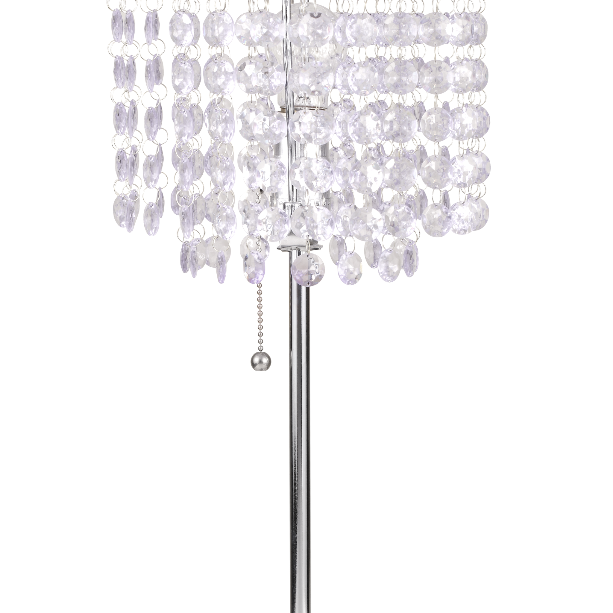 19"H Chrome Crystal Inspired Pull Table Lamp 1Pc Ctn 0.43 4.22 Chrome Metal