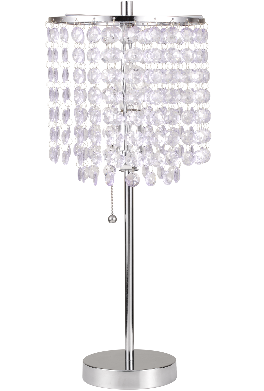 19"H Chrome Crystal Inspired Pull Table Lamp 1Pc Ctn 0.43 4.22 Chrome Metal