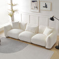 Mid Century Modern Couch 3 Seater Sofa Upholstered For Living Room, Bedroom, Beige Beige Boucle