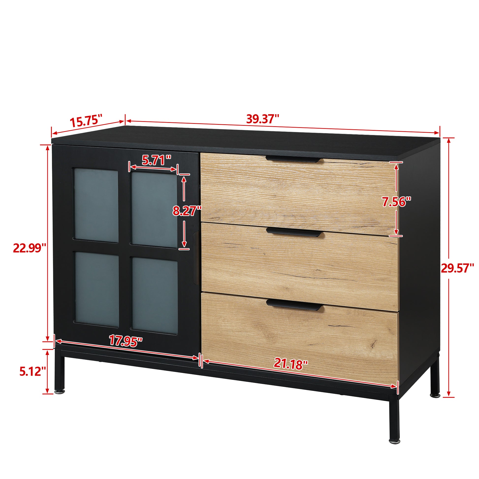 Dresser Cabinet Bar Cabinet Storge Cabinet Glass Door Side Cabinet Lockersembedded Metal Handle Can Be Placed In The Living Room, Bedroom, Dining Room, Black Brown 3 4 Drawers Black Brown Brown Primary Living Space Glass Doors Classic Foam Particle Board