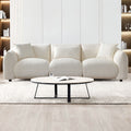 Mid Century Modern Couch 3 Seater Sofa For Livingroom, Beige Beige Boucle