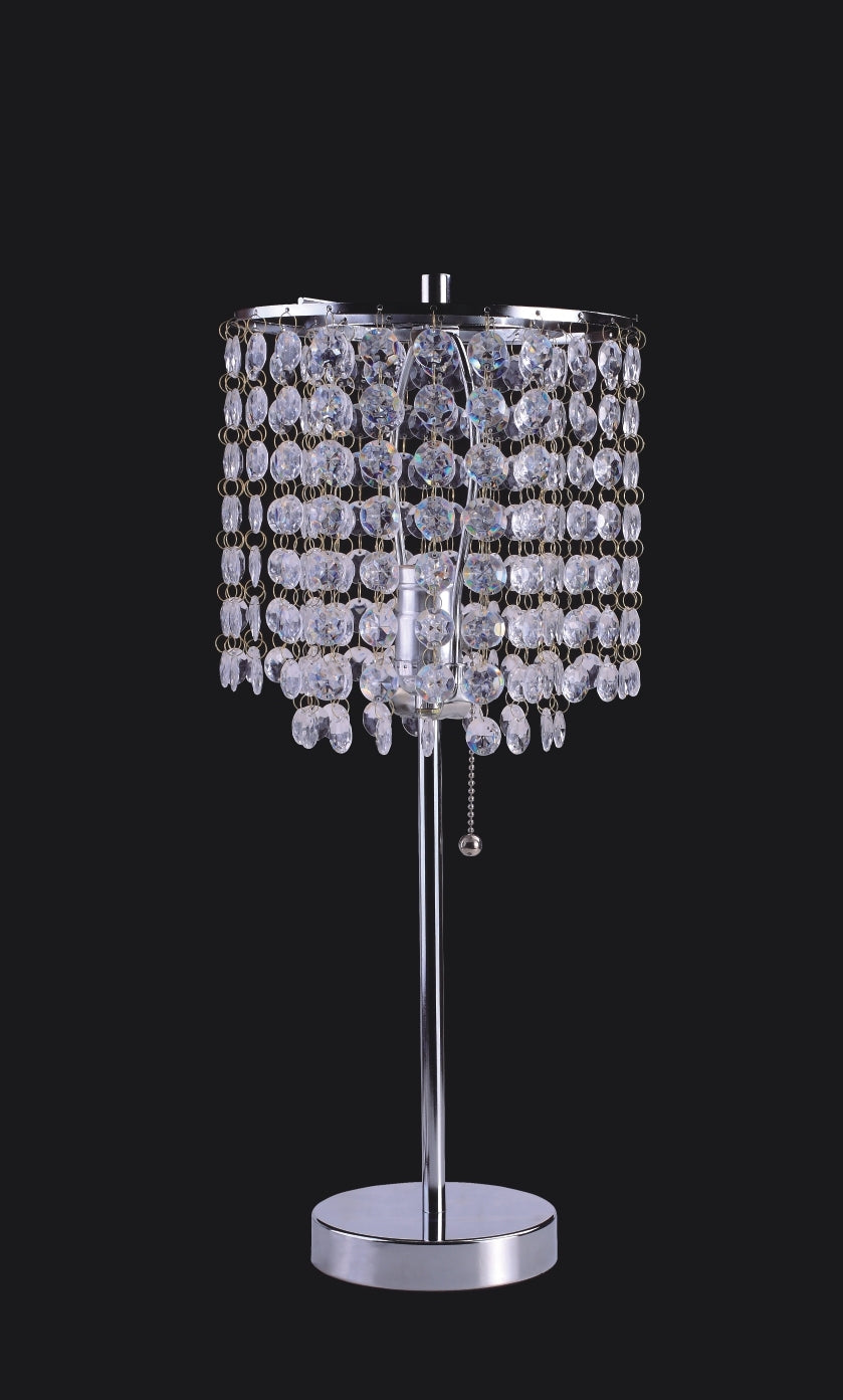 19"H Chrome Crystal Inspired Pull Table Lamp 1Pc Ctn 0.43 4.22 Chrome Metal