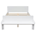 Full Bed With Footboard Bench,White Full White Wood Bedroom American Design Pine Pine