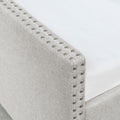 Queen Size Daybed With Drawers Upholstered Tufted Sofa Bed,With Button On Back And Copper Nail On Waved Shape Arms, Beige 84.5