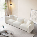Mid Century Modern Couch 3 Seater Sofa For Livingroom, Beige Beige Boucle