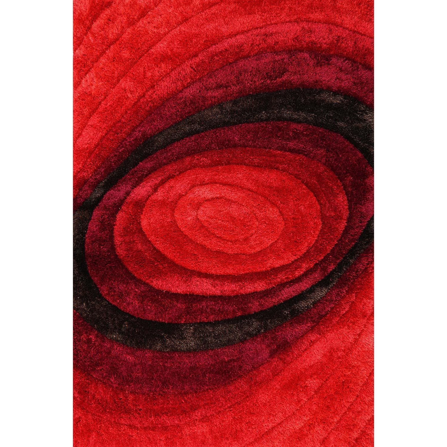 Nina 3D Red Shag Rug Red Polyester