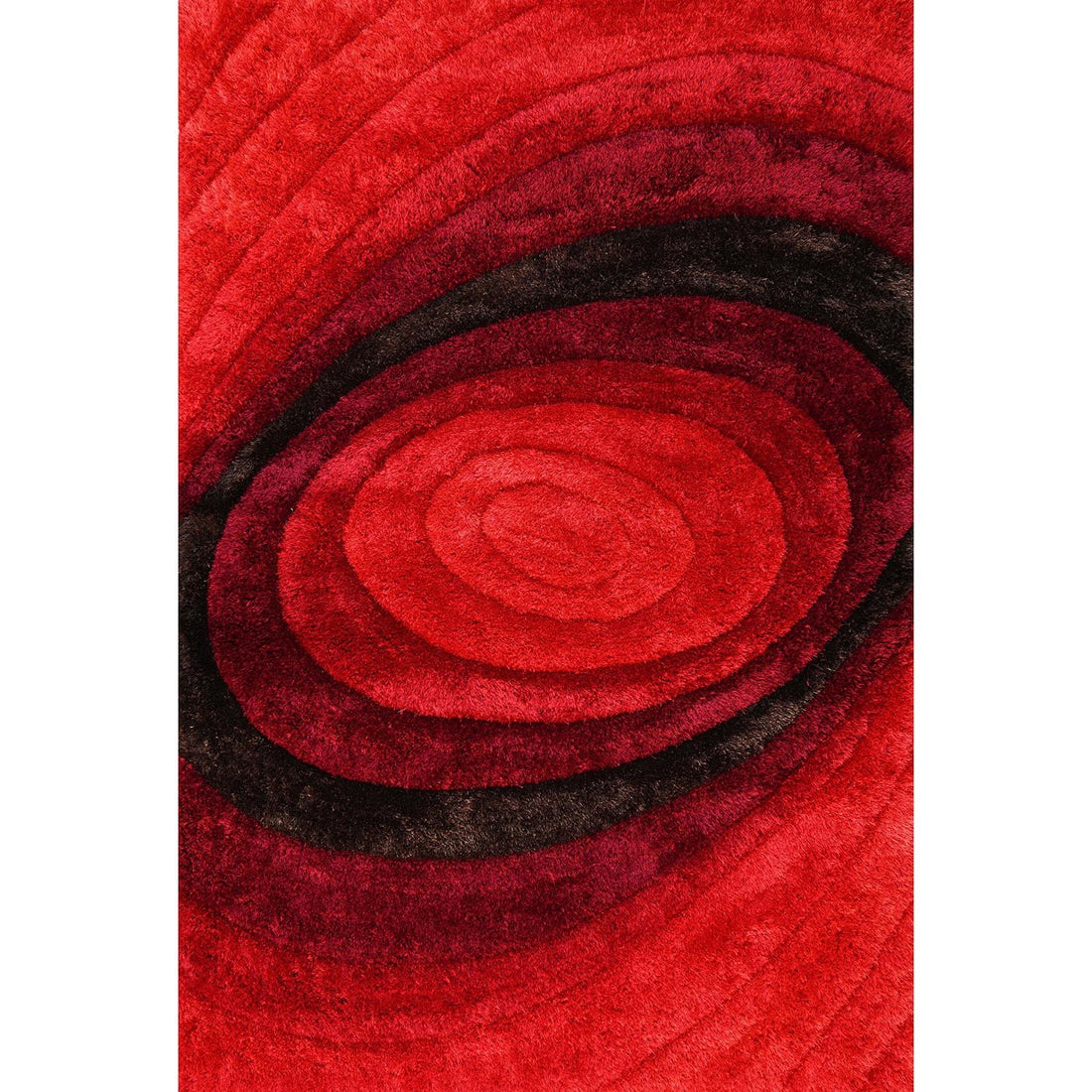 Nina 3D Red Shag Rug Red Polyester