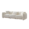 Mid Century Modern Couch 3 Seater Sofa For Livingroom, Beige Beige Boucle