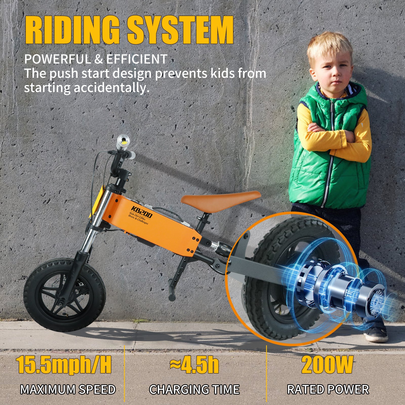 Children'S Outdoor Off Road Electric Bicycle Orange Aluminium Alloy Aluminium Alloy