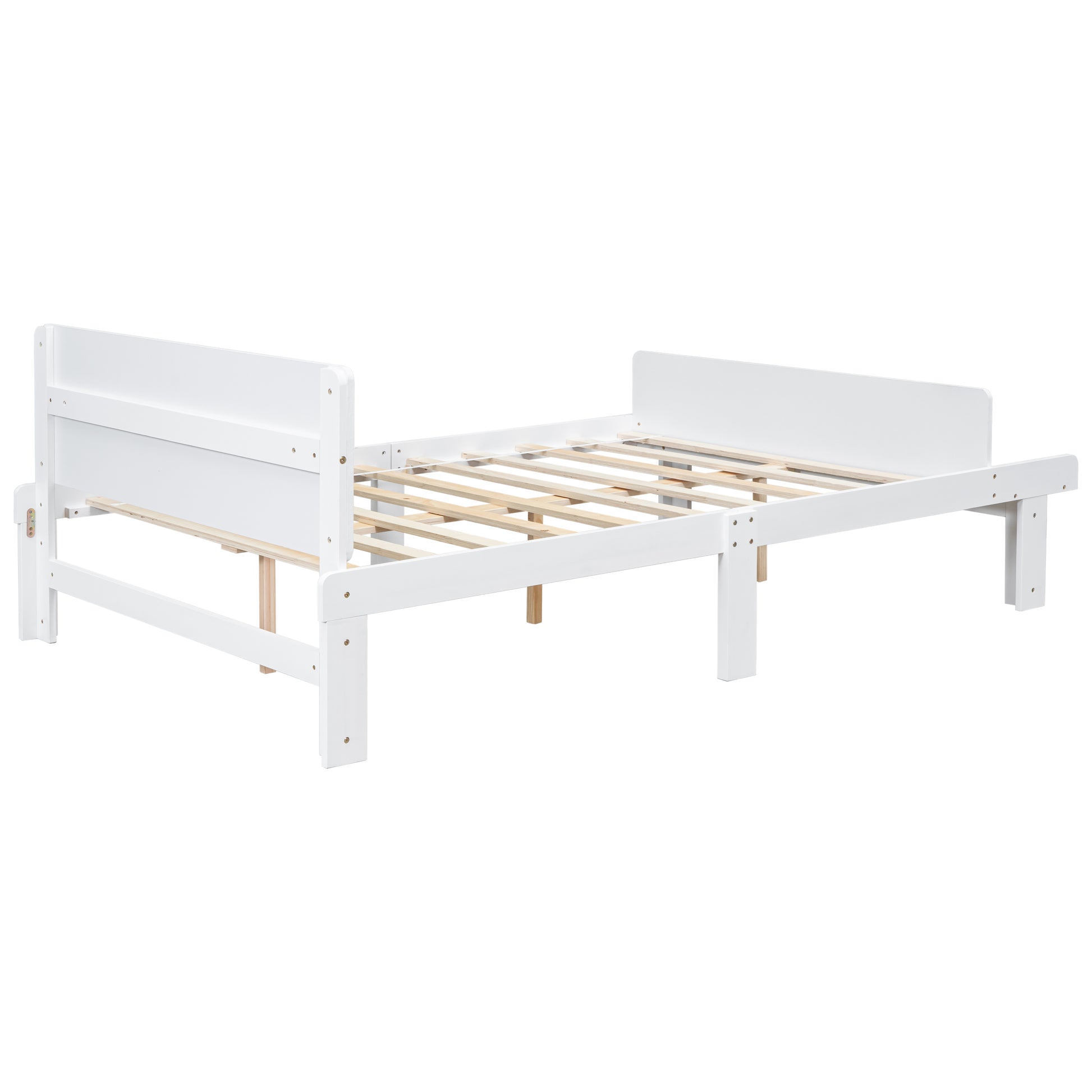 Full Bed With Footboard Bench,White Full White Wood Bedroom American Design Pine Pine