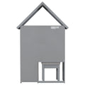 House Shaped Kids Desk With A Cushion Stool,House Style Desk And Stool Set,Grey Grey Bedroom American Design Pine Pine