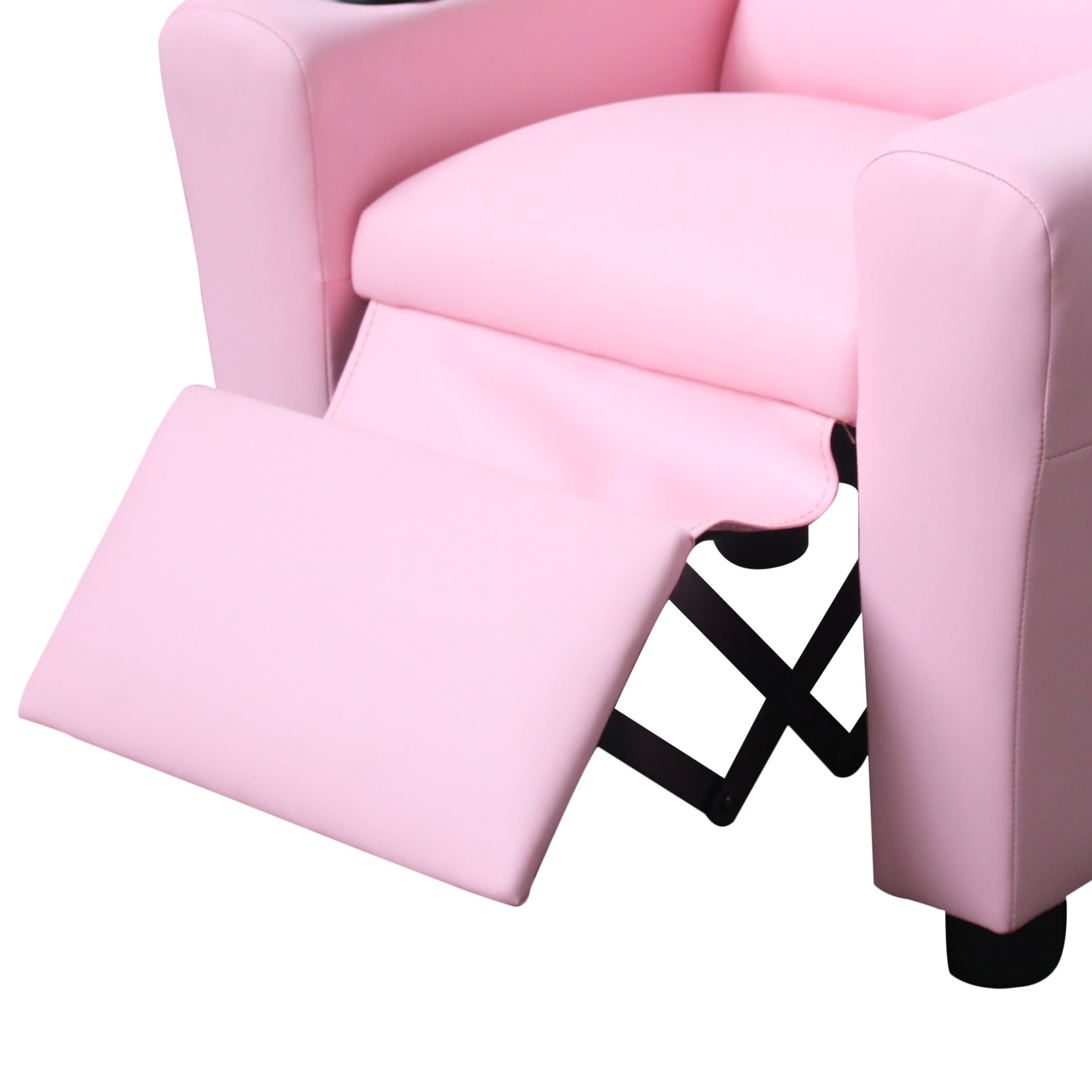 Marisa 22" Pink Pu Leather Kids Recliner Chair With Cupholder Pink Pu Leather