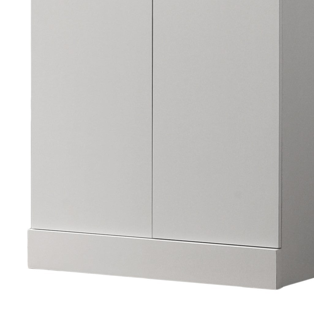 Alara White 60" Height Simplistic Modern Double Door Storage Cabinet White Particle Board