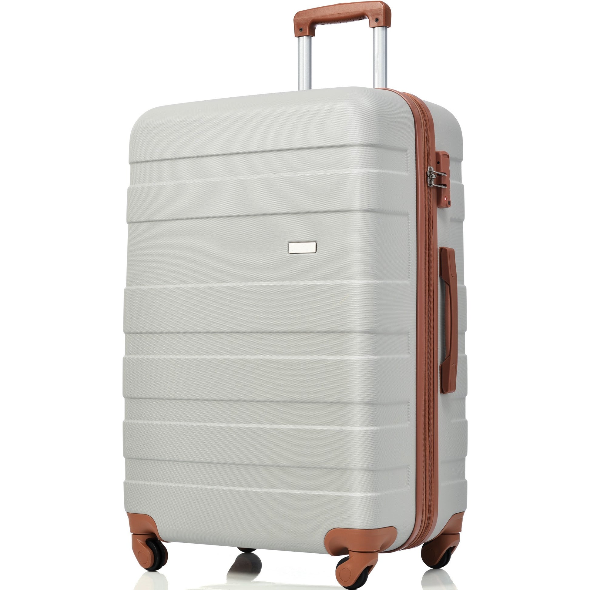 Luggage Sets Model Expandable Abs Hardshell 3Pcs Clearance Luggage Hardside Lightweight Durable Suitcase Sets Spinner Wheels Suitcase With Tsa Lock 20''24''28'' Light Grey And Brown Light Gray Abs