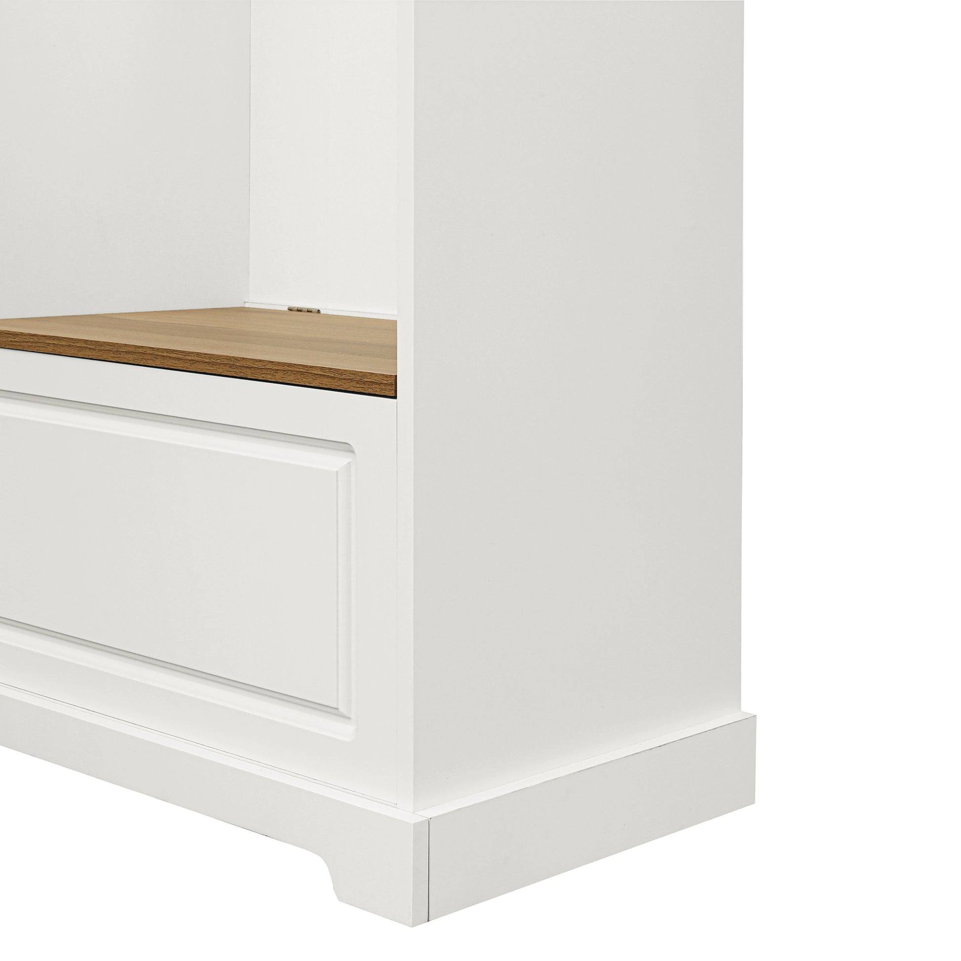 Stylish Design Hall Tree With Flip Up Bench, Minimalist Hallway Shoe Cabinet With Adjustable Shelves, Multifunctional Furniture With Hanging Hooks For Entryways, Mudroom, White High Back White
