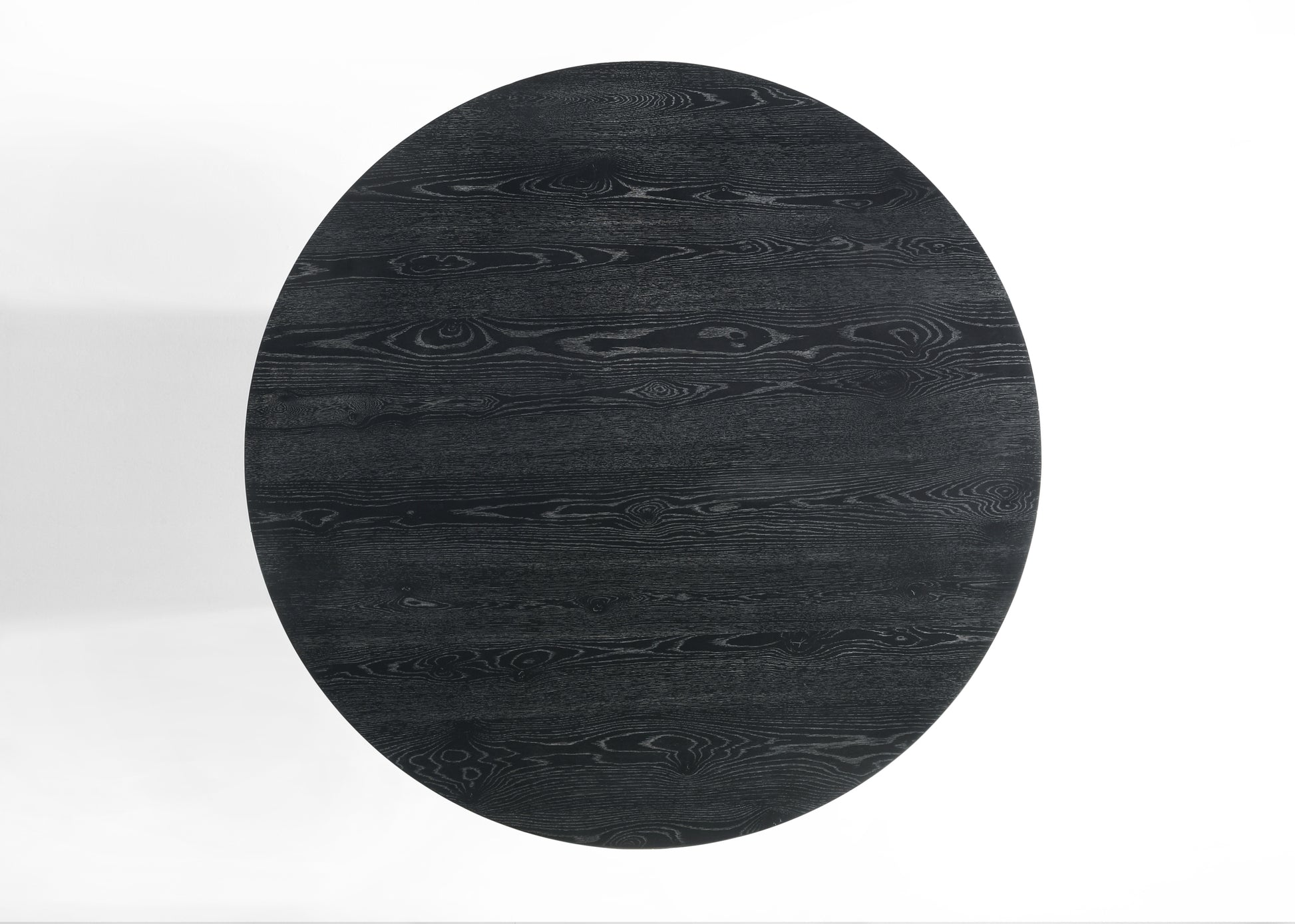 Jasper Ebony Black 5 Piece 59" Wide Contemporary Round Dining Table Set With Beige Fabric Chairs Walnut Solid Wood Mdf