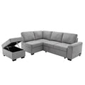 Sleeper Sectional Sofa, L Shape Corner Couch Sofa Bed With Storage Ottoman & Hidden Arm Storage & Usb Charge For Living Room Apartment, Gray Gray Velvet 4 Seat