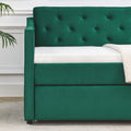 Twin Size Daybed With Twin Size Trundle Upholstered Tufted Sofa Bed, Waved Shape Arms 80.5