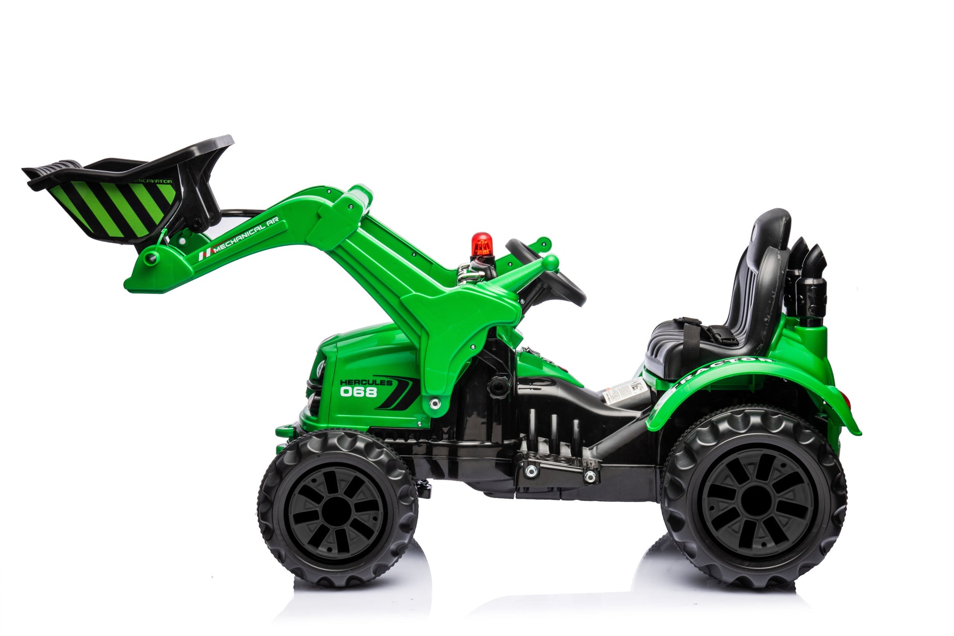 Kids Ride On Excavator, 12V Battery Powered Construction Vehicles For Kids, Front Loader With Horn, 2 Speeds, Forward Backward, Safety Belt,Treaded Wheels, Digger, Green Ride On Car Green Plastic