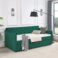 Twin Size Daybed With Twin Size Trundle Upholstered Tufted Sofa Bed, Waved Shape Arms 80.5