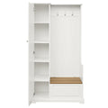 Stylish Design Hall Tree With Flip Up Bench, Minimalist Hallway Shoe Cabinet With Adjustable Shelves, Multifunctional Furniture With Hanging Hooks For Entryways, Mudroom, White High Back White