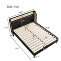 4 Pieces Modern Cannage Rattan Platform Queen Bed Nightstand*2 Dresser, Black Black Wood