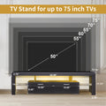 Led Tv Stand Modern Tv Stand With Storage Entertainment Center With Drawer Tv Cabinet For Up To 75 Inch For Gaming Living Room Bedroom Black Particle Board