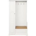 Stylish Design Hall Tree With Flip Up Bench, Minimalist Hallway Shoe Cabinet With Adjustable Shelves, Multifunctional Furniture With Hanging Hooks For Entryways, Mudroom, White High Back White