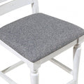 Majestic Rustic Counter Height 2Pc Dining Chairs Set Antique White Solid Wood Gray Fabric Cushions Two Tone Turned Legs High Chair Dining Room Furniture Antique White Gray White Dining Room Rustic,Transitional Dining Chairs Ladder Back Solid Wood