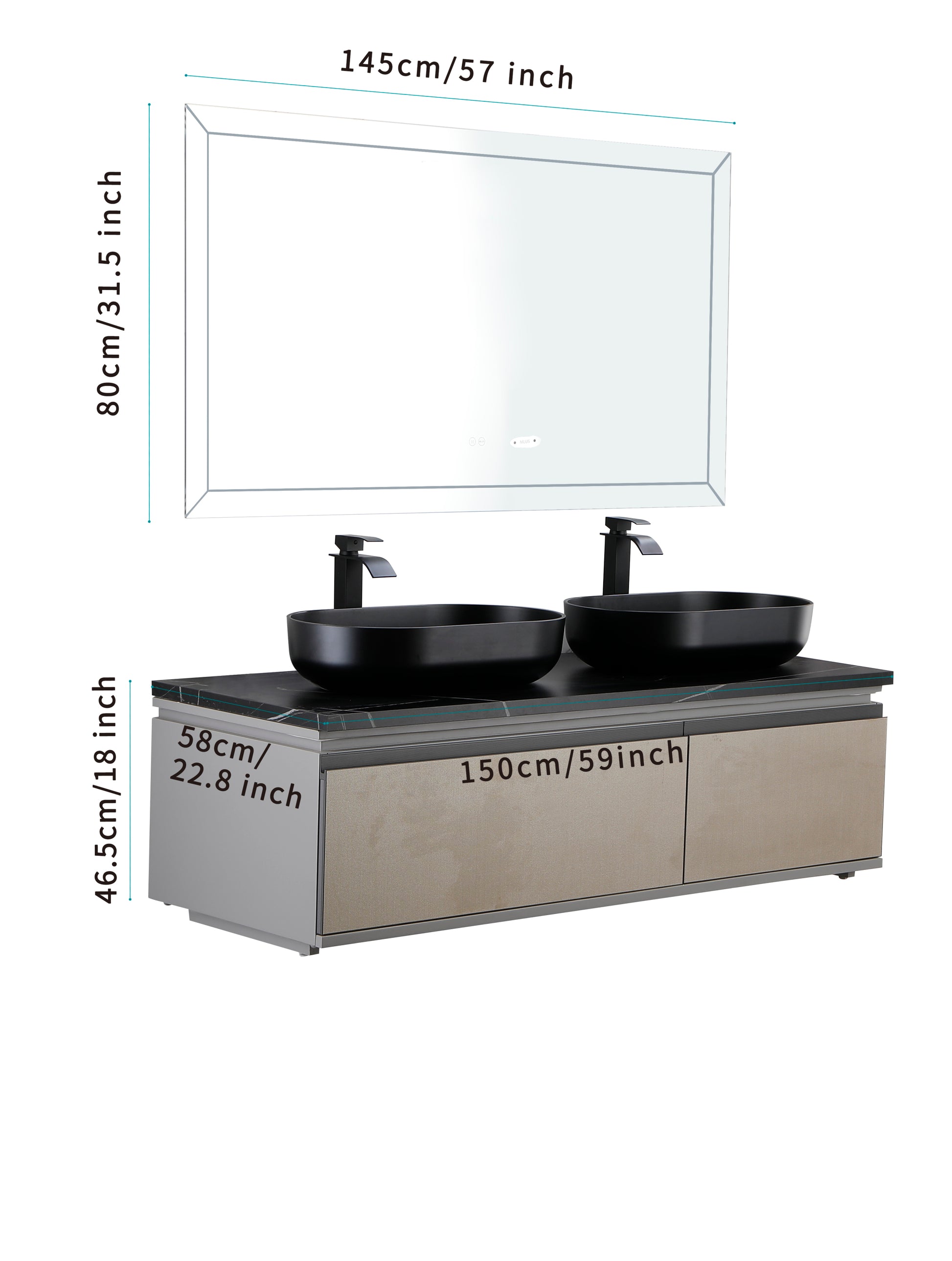 24*14*5.5 Matte Shell Bathroom Sink Matte Black Abs