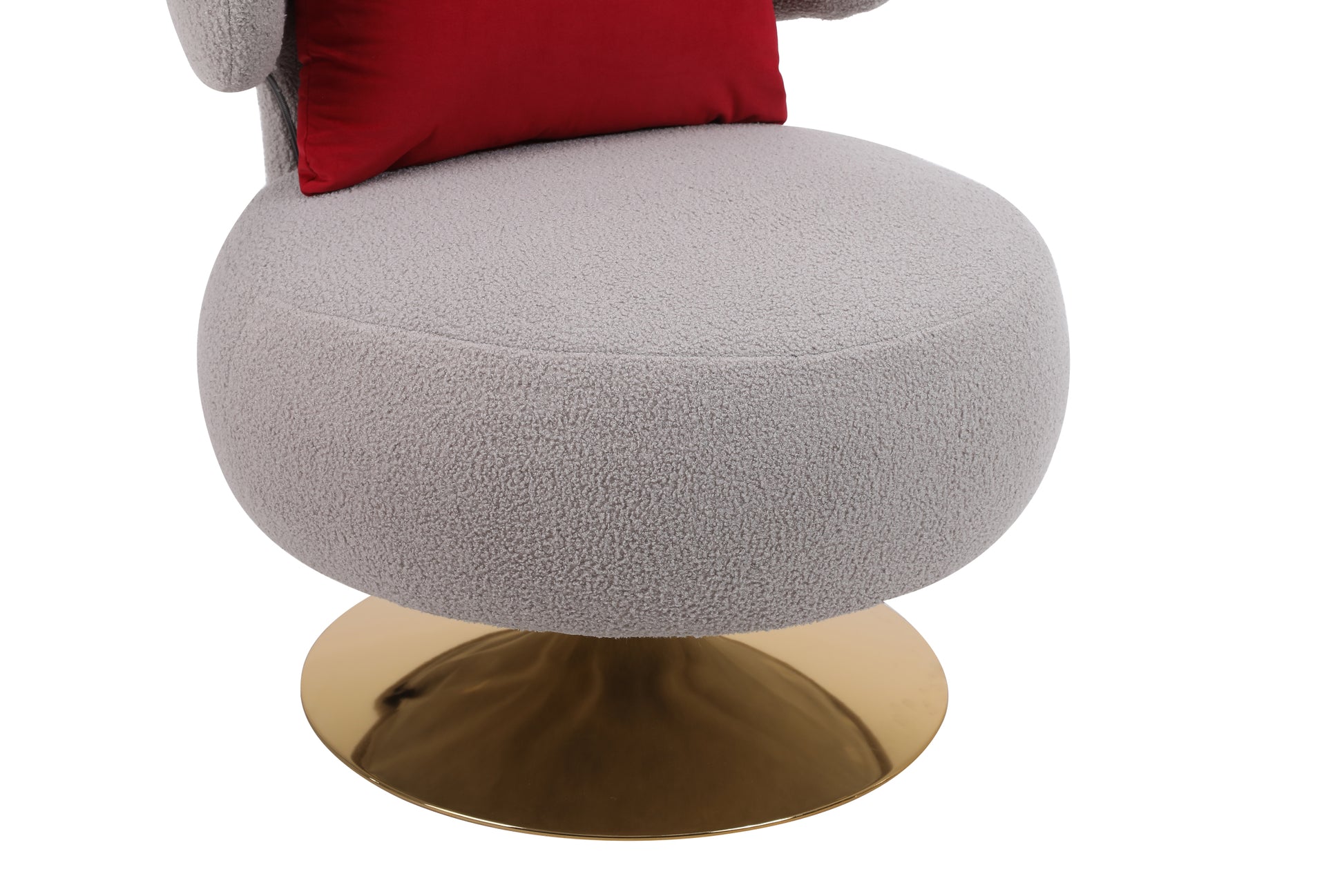 Swivel Accent Chair Armchair, Round Barrel Chair In Fabric For Living Room Bedroom Grey Primary Living Space American Design Foam Faux Fur