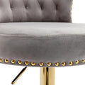 Coolmore Swivel Bar Stools Set Of 2 Adjustable Counter Height Chairs With Footrest For Kitchen, Dining Room 2Pc Set Gray Velvet