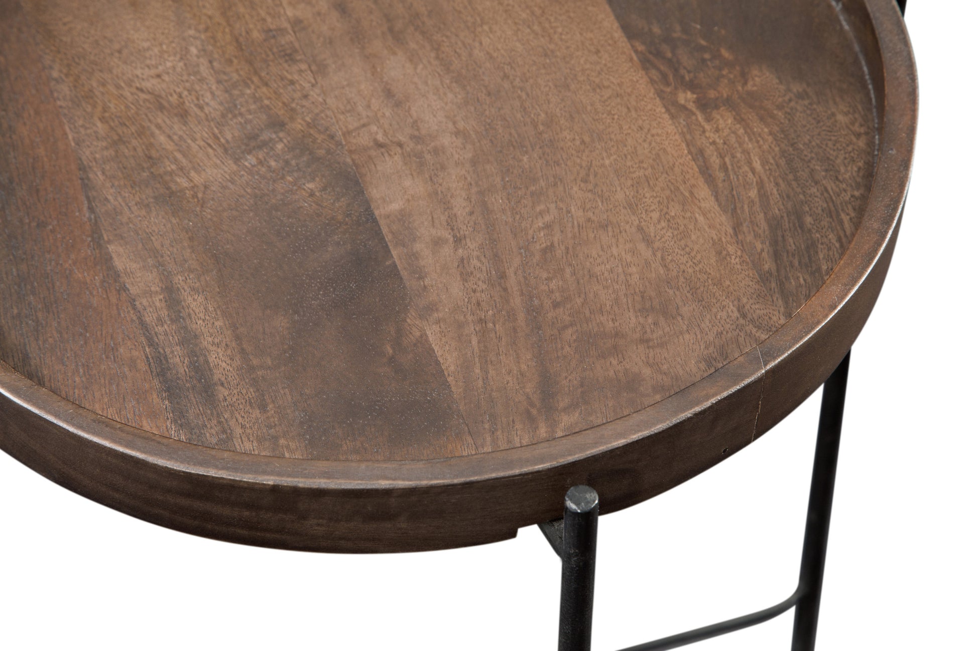 Set Of 2 Modern Round Wood Brown Side Tables With Metal Legs Contemporary Accent Furniture For Living Room, Bedroom, Or Office Stylish And Functional Home D Cor Accessories Brown Wood