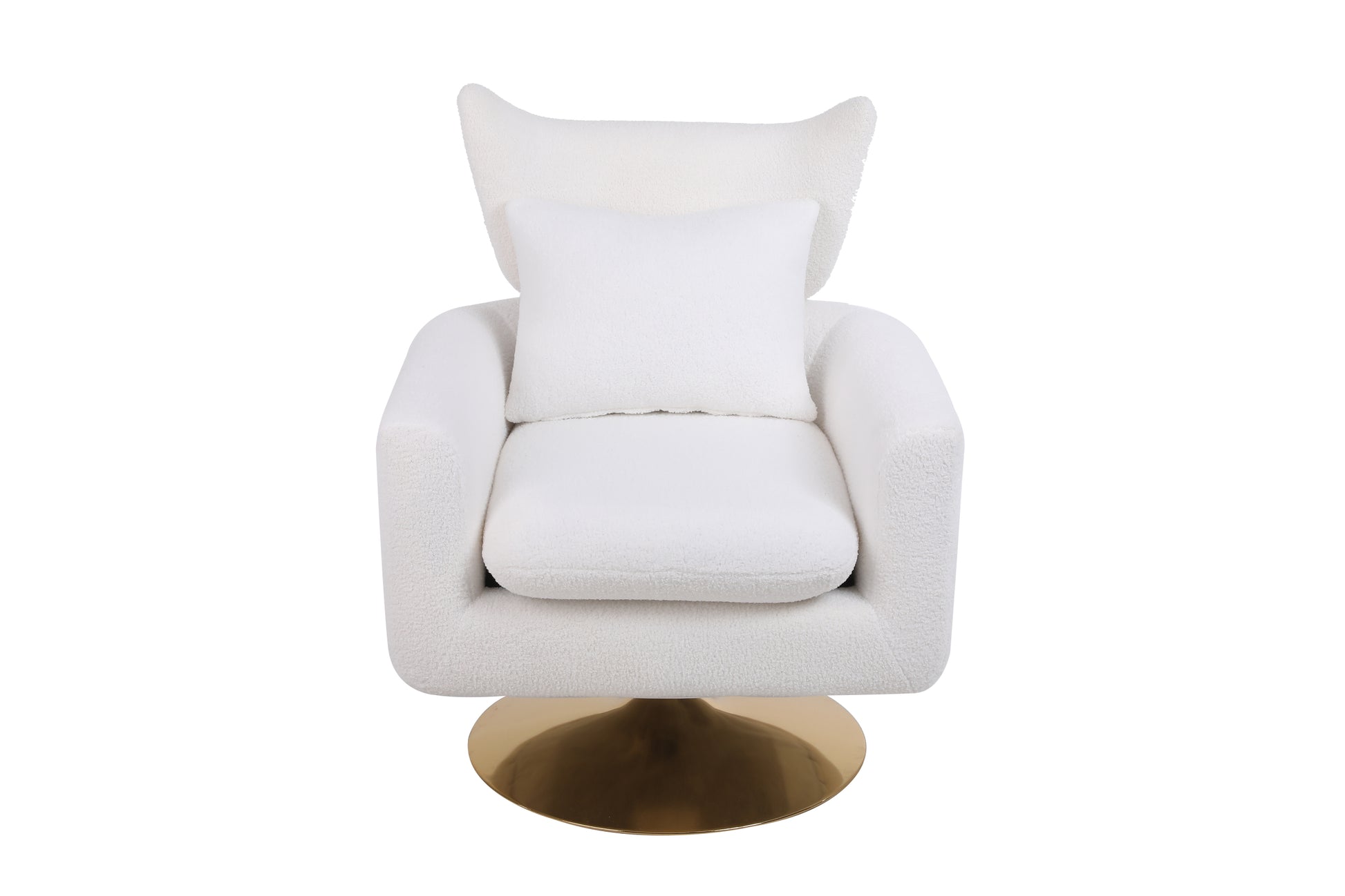 Classic Mid Century 360 Degree Swivel Accent Chair, White Teddy Fabric White Primary Living Space American Design Foam Fabric