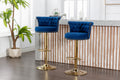 Coolmore Swivel Bar Stools Set Of 2 Adjustable Counter Height Chairs With Footrest For Kitchen, Dining Room 2Pc Set Navy Velvet