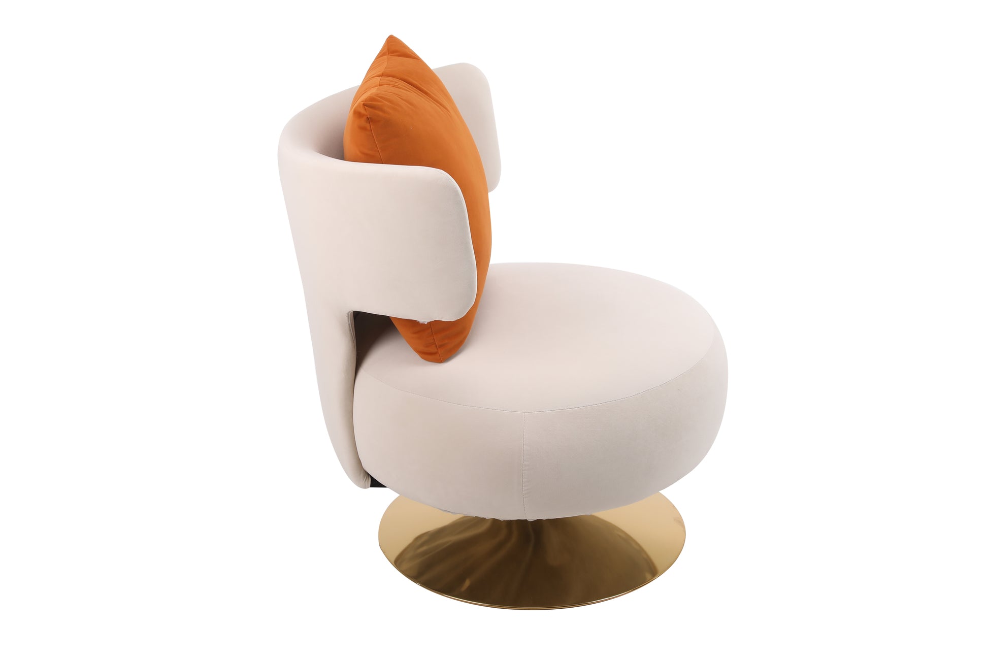 Swivel Accent Chair Armchair, Round Barrel Chair In Fabric For Living Room Bedroom Beige Primary Living Space American Design Foam Velvet