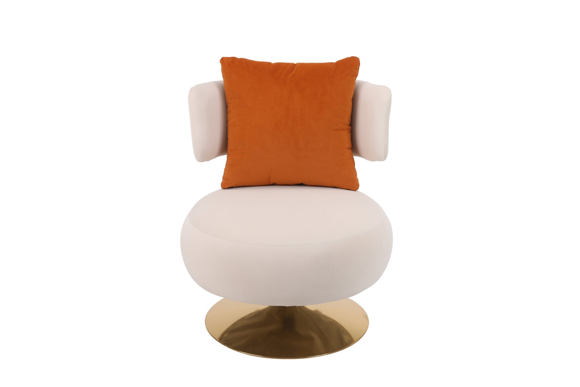Swivel Accent Chair Armchair, Round Barrel Chair In Fabric For Living Room Bedroom Beige Primary Living Space American Design Foam Velvet