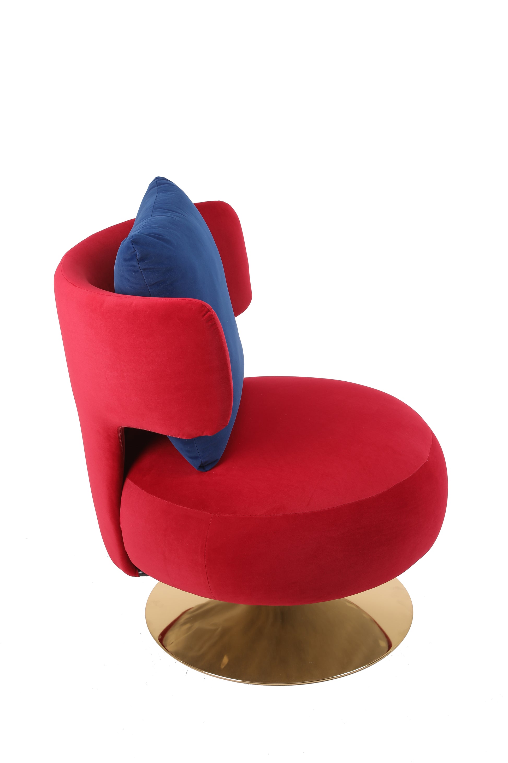 Swivel Accent Chair Armchair, Round Barrel Chair In Fabric For Living Room Bedroom Wine Red Primary Living Space American Design Foam Velvet