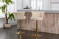 Coolmore Swivel Bar Stools Set Of 2 Adjustable Counter Height Chairs With Footrest For Kitchen, Dining Room 2Pc Set Beige Velvet
