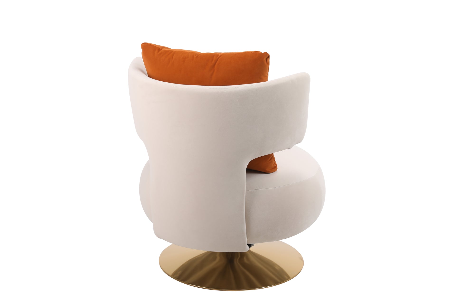 Swivel Accent Chair Armchair, Round Barrel Chair In Fabric For Living Room Bedroom Beige Primary Living Space American Design Foam Velvet