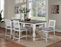 Majestic Rustic Counter Height 2Pc Dining Chairs Set Antique White Solid Wood Gray Fabric Cushions Two Tone Turned Legs High Chair Dining Room Furniture Antique White Gray White Dining Room Rustic,Transitional Dining Chairs Ladder Back Solid Wood