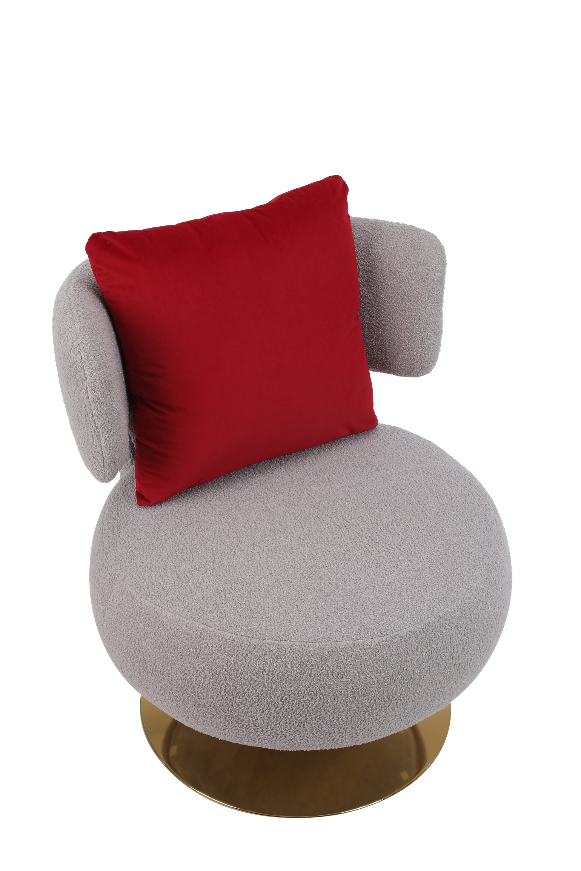 Swivel Accent Chair Armchair, Round Barrel Chair In Fabric For Living Room Bedroom Grey Primary Living Space American Design Foam Faux Fur