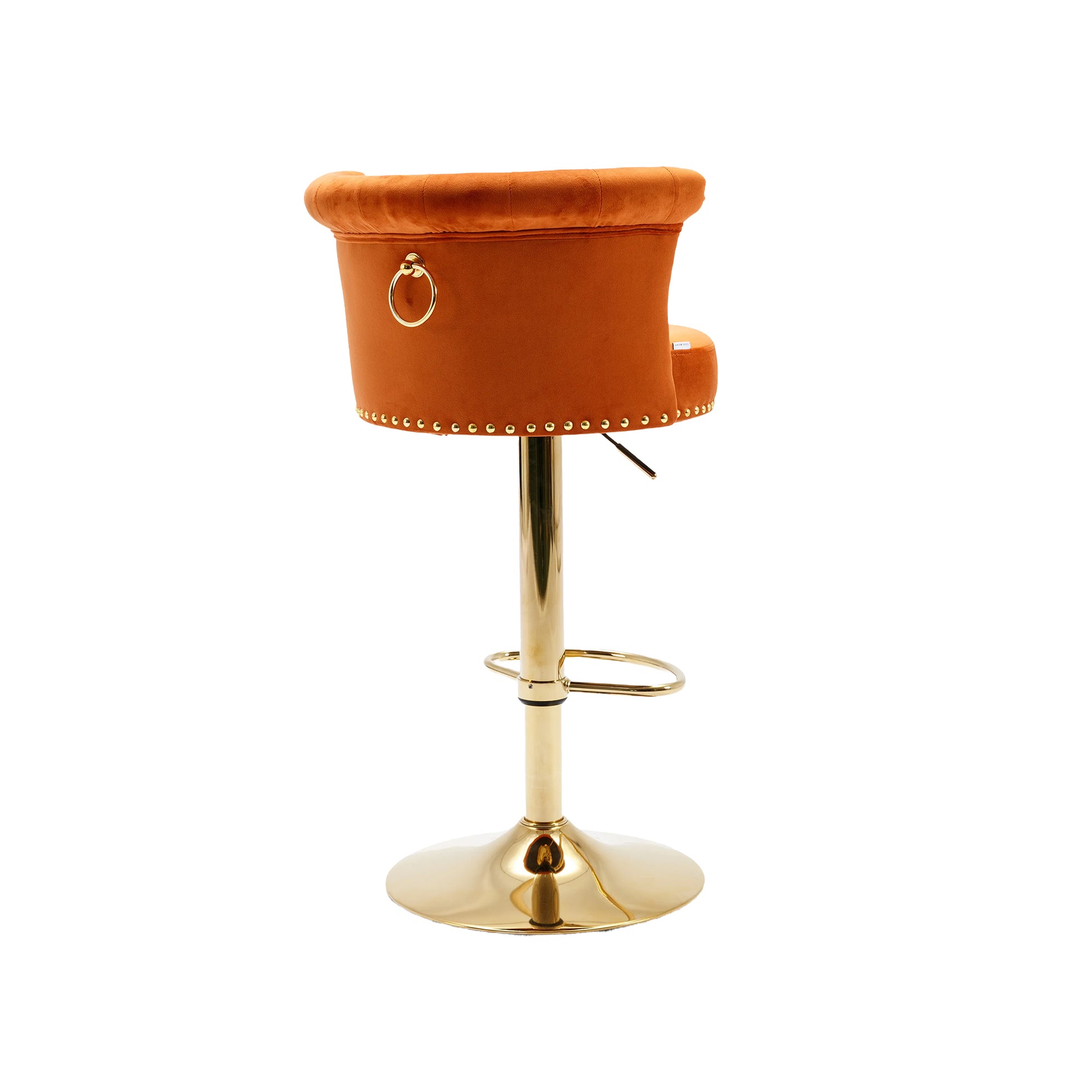 Coolmore Swivel Bar Stools Set Of 2 Adjustable Counter Height Chairs With Footrest For Kitchen, Dining Room 2Pc Set Orange Velvet